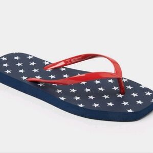 Star Pattern Flip Flops with Red Straps